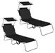 Aga 2x Chaise de jardin avec dossier réglable et parasol, noir