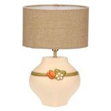THUN Lamp met middelgrote keramische bloemen, lampenkap van vuurvast katoen en polyester, lampenkap van gelakt ijzer, collectie Country Bloom, 22,1 x 17,1 x 20,9 cm