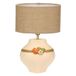 THUN Lamp met middelgrote keramische bloemen, lampenkap van vuurvast katoen en polyester, lampenkap van gelakt ijzer, collectie Country Bloom, 22,1 x 17,1 x 20,9 cm