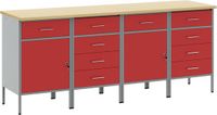 vidaXL Werkkast, 4-delig, rood en grijs, 200 x 55 x 85 cm
