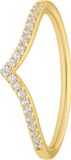 Lucardi Dames Zilveren ring V-vorm goldplated met zirkonia