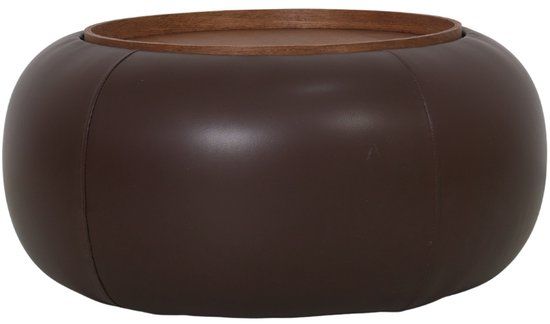 DÉJA Living Salontafel Draby - Rond Donkerbruin/Walnoot - Incl. Opbergruimte - Ø73cm