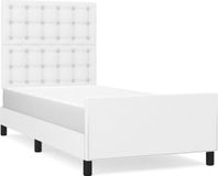 vidaXL Bedframe met hoofdbord kunstleer wit 90x190 cm