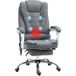 Fauteuil de bureau gris en velours et lin mélangés avec télécommande et 6 points de massage, 67 x 79 x 111-121 cm