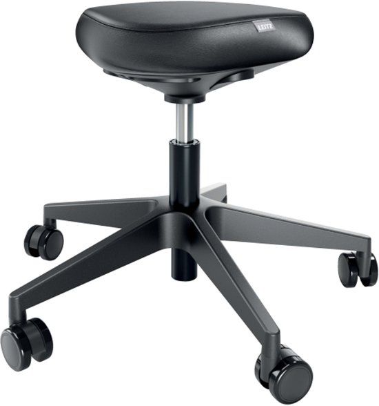 Leitz Ergo Zitkruk met Wieltjes en Comfortzitting - Ergonomische Zadelkruk - In Hoogte Verstelbaar - Zwart