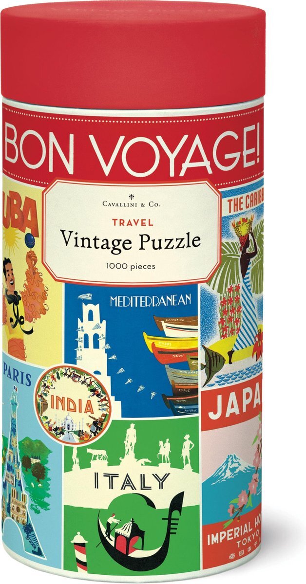 Cavallini & Co Vintage Puzzel - Travel - 1000 stukjes - puzzle Bon Voyage