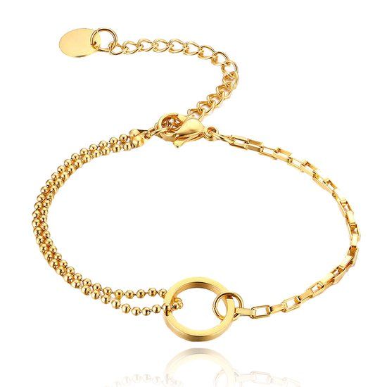 Cilla Jewels Goudkleurige Schakelarmband Dames met Muntje en Musketon