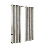 Sun Smart Mirage 100% totaal verduisteringsgordijn, gebreid jacquard damast kamer verduisterend gordijnpaneel met doorvoertule bovenkant, 127 x 213 cm, zilver
