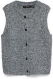 VERO MODA VMNOVAH SL O-NECK BUTTON VEST NOOS Dames Gebreide Truien XS Dark Grey Melange