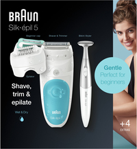 Braun Silk-&#233;pil 5 5-810 Epilator Voor Vrouwen Voor Zachte Ontharing, Wit/Turquoise