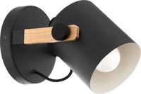 EGLO Hornwood Wandlamp - 1 lichts - Ø17cm. - E27 - Hout/zwart - FSC Hout