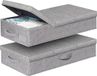 Boîte de rangement pliable sans marque - Boîte sous le lit pour vêtements et couvertures - Lot de 2 - Gris/Noir