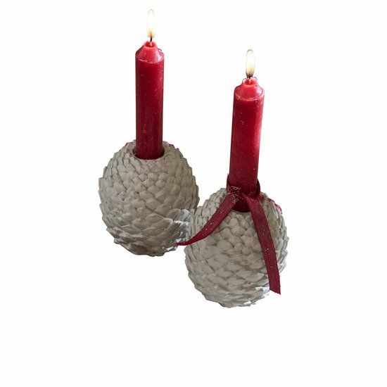 LOBERON Kaarsenhouder set van 2 Rianora grijs
