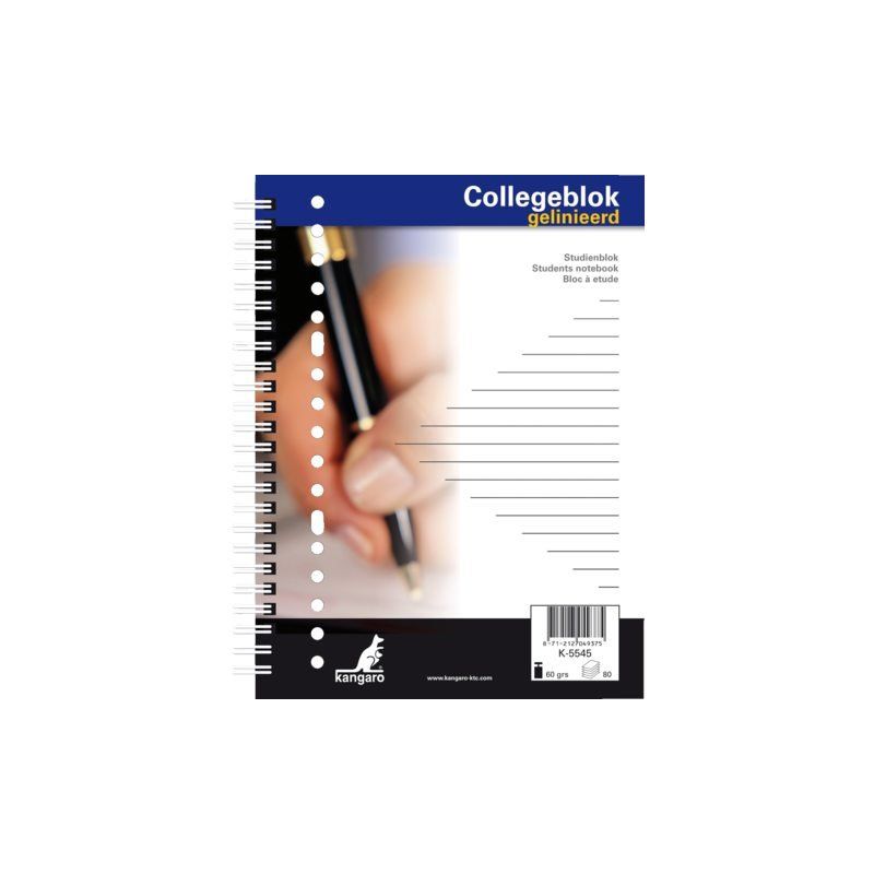 Kangaro collegeblok A5 gelinieerd 60 grams 80 vel