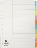 Q-CONNECT tabbladen, A4, karton, 11-gaatsperforatie, 10 tabs, geassorteerde kleuren 25 stuks