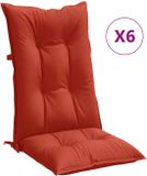 vidaXL Stoelkussens Hoge Rug 120x50x7 cm Stof Gemêleerd Rood - Set van 2