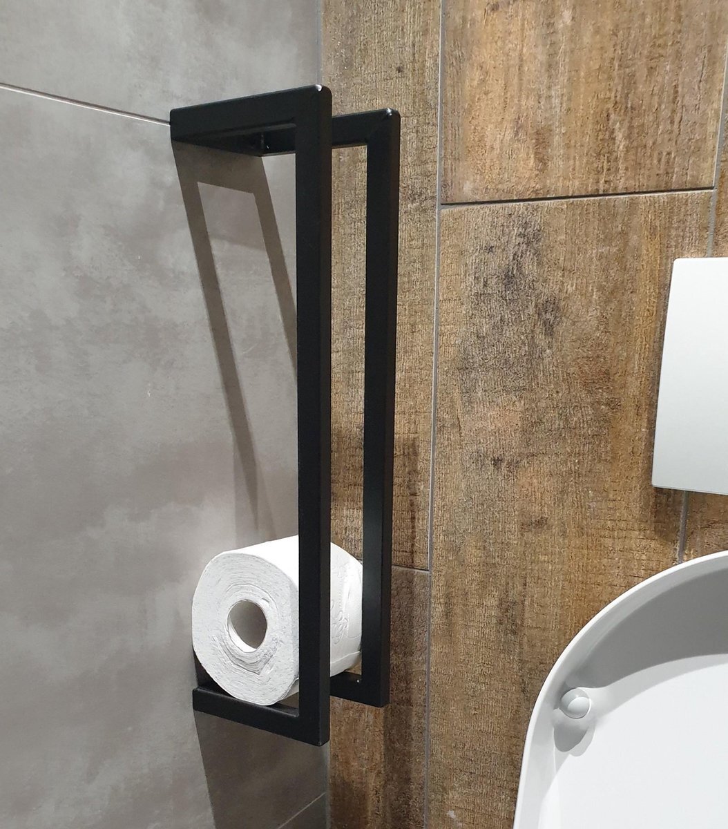 Sani Royal Toiletrol Houder Mat Zwart Frame Beugel