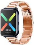 Strap-it Stalen Smartwatch bandje - Geschikt voor Oppo Watch 46mm - Rosé Goud