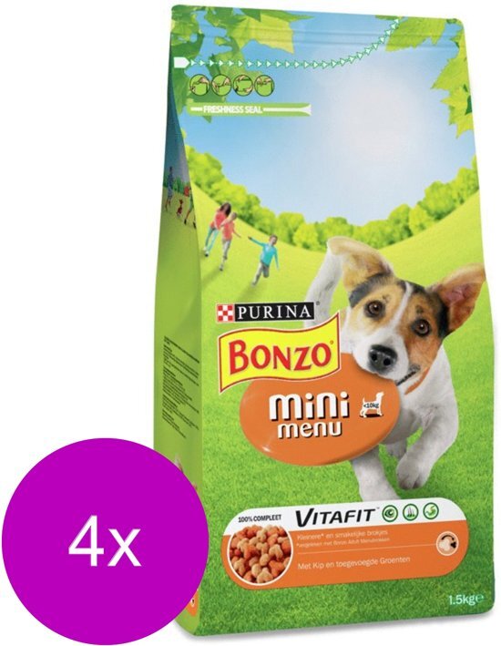 BONZO Vitafit Mini Menu 1.5 kg - Hondenvoer - 4 x Kip&Groente