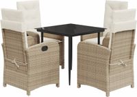 vidaXL 5-delige tuinset met kussens, beige, polyrotan