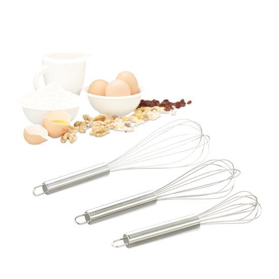 Relaxdays Garde Set van 3 - RVS Ballongarde Groot + Keukengarde Klein - Opkloppen - Zilver