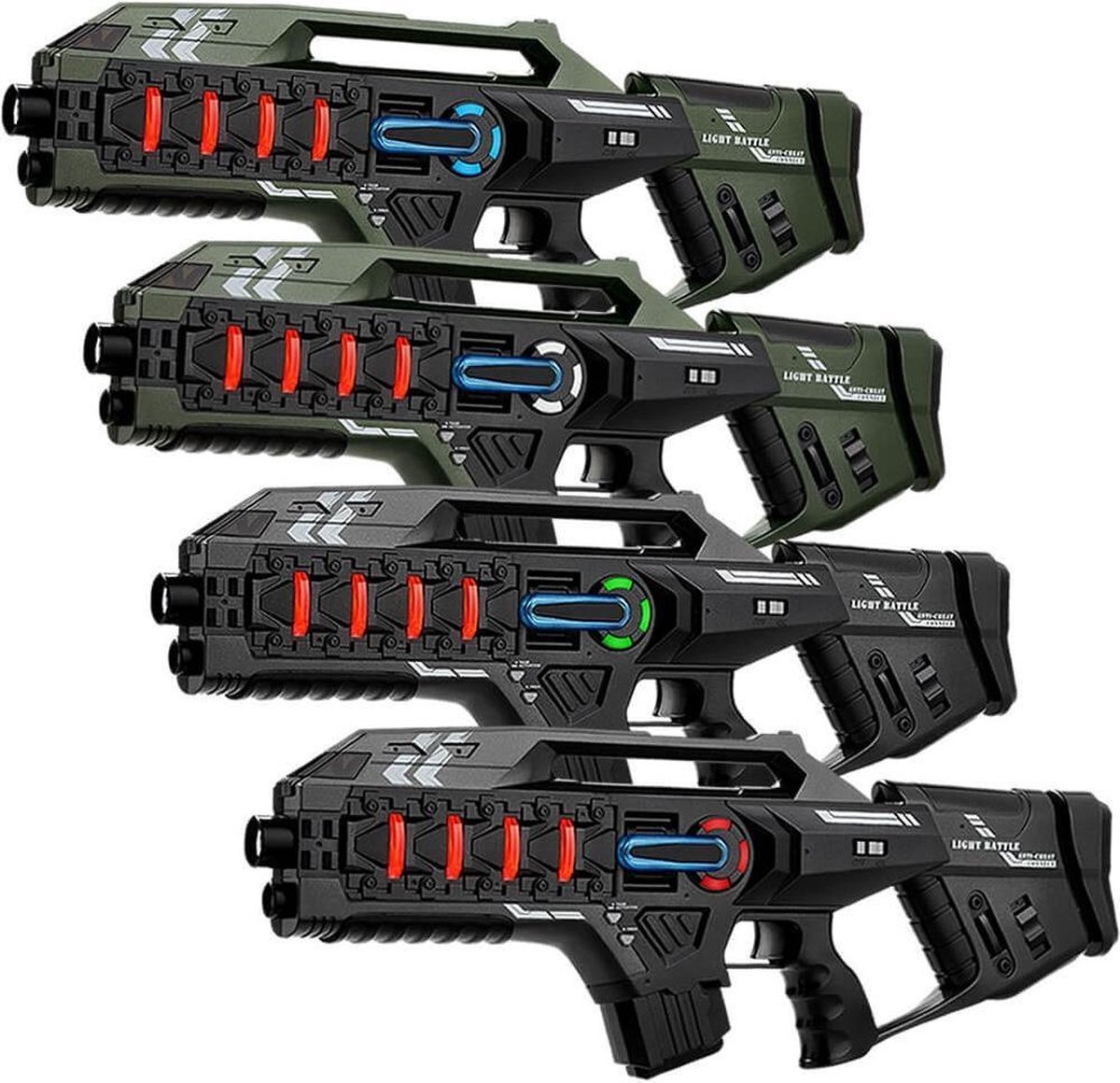 Light Battle Connect Lasergame Laserguns - Metallic Groen/Grijs - 4 Mega Blasters