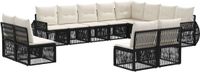 vidaXL Tuinbank - Set - 12 zitplekken - Zwart en Crèmewit - Polyrattan