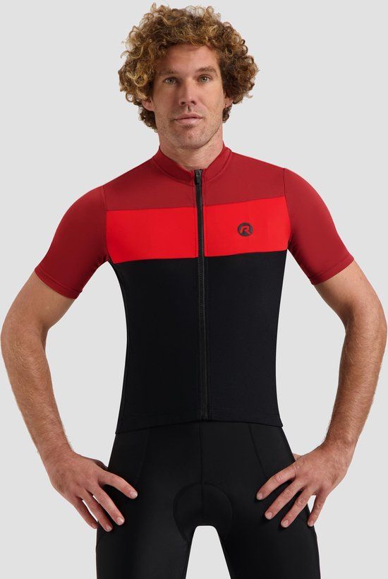 Rogelli Core Block Fietsshirt Heren - Korte Mouwen - Zwart/ Rood - XXL