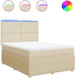 vidaXL Boxspring met matras stof crèmekleurig 140x190 cm