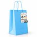Blauwe OFITURIA Blauwe papieren zakken met handvat, 10 stuks, robuuste en recyclebare zakken voor cadeau en handel (18 x 8 x 24 cm, blauw)