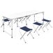 VidaXL Campingtafel in hoogte verstelbaar met 6 krukken 180x60 cm
