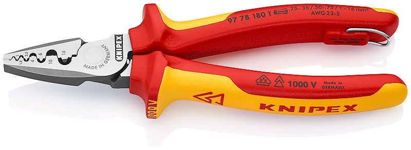 KNIPEX 97 78 180 T - Kabel krimper - geel, rood - staal