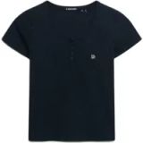 Superdry Dames-T-shirt met knoopsluiting Ath Ess
