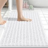 Arotive Luxe Chenille badkamertapijt, extra zachte dikke absorberende harige badtapijten, antislip machinewas droge pluche badmat voor badkamer, douche en bad (40 x 61 cm, wit)