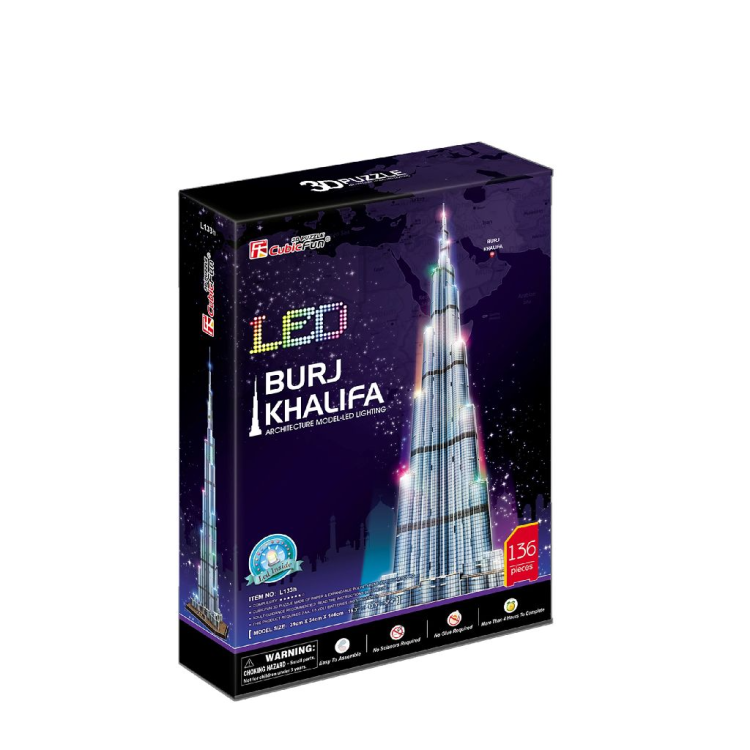 CubicFun Puzzle 3D LED Burj Khalifa 136 - Kunststof - 6944588205089