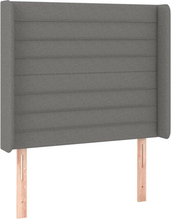 vidaXL Hoofdbord met randen 103x16x118/128 cm stof donkergrijs