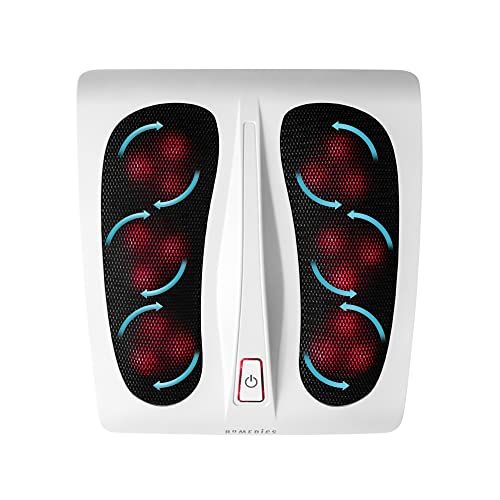 HoMedics Shiatsu FM-TS9 voetmassageapparaat, elektrische voetmassage met warmtemogelijkheid, 6 roterende knopen, 18 kalmerende en verkwikkende massagekoppen, instelbare intensiteit, wit
