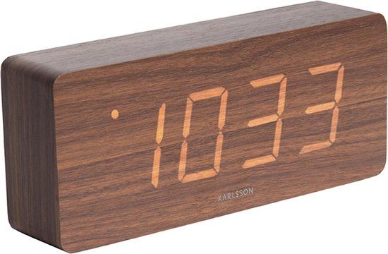 Karlsson Wekker - Rechthoek - Hout Bruin - Digitaal Display - Batterij