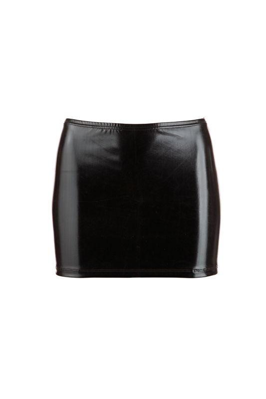 Cottelli Collection Wetlook Mini Rokje - Zwart Large