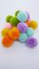Pompons duvets, coloré, couleurs pastel, 3 cm, 18 pièces.
