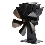 Relaxdays ventilateur de cheminée, 6 pales, à commande thermique, <25 dB, noir | HxLxP : 17x11x21,5 cm, aluminium, ventilateur de four, air chaud