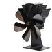 Relaxdays ventilateur de cheminée, 6 pales, à commande thermique, <25 dB, noir | HxLxP : 17x11x21,5 cm, aluminium, ventilateur de four, air chaud