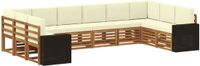 vidaXL - Hoek loungeset - 10 zitplekken - Polyester - Natuurlijk en crème
