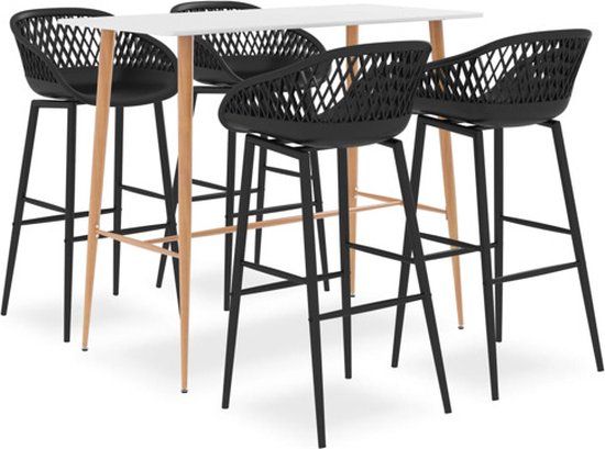 VidaXL 5-delige Barset wit en zwart
