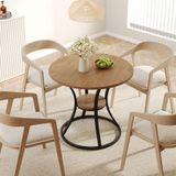 Runder Petite table à manger pour 2-4 personnes, 80 cm de large, marron