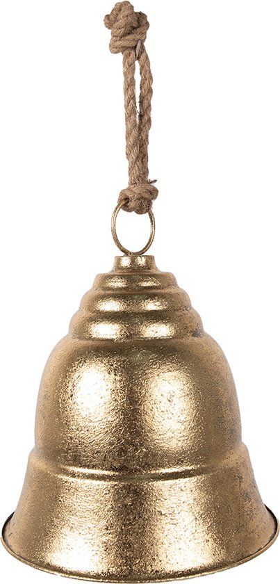 Clayre & Eef Ouderwetse Deurbel Ø 30x35 cm Goudkleurig Ijzer Tuinbel