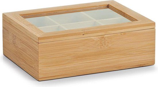 Zeller Present Houten theedoos 6 vaks - Bamboe - Rechthoek