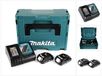 Makita 18 V Power Source Pack Énergie avec 2x Batteries 1,5 Ah + Chargeur DC 18 RC + Boîtier de transport Makpac