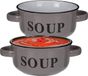 Excellent Houseware Bols à soupe/bols de service - 2x - porcelaine - D13 x H7 cm - anthracite