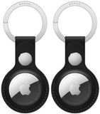 Rosso 2-Pack Element Hoesje Geschikt voor Apple AirTag Sleutelhanger Kunstleer | Hanger | Case Zwart